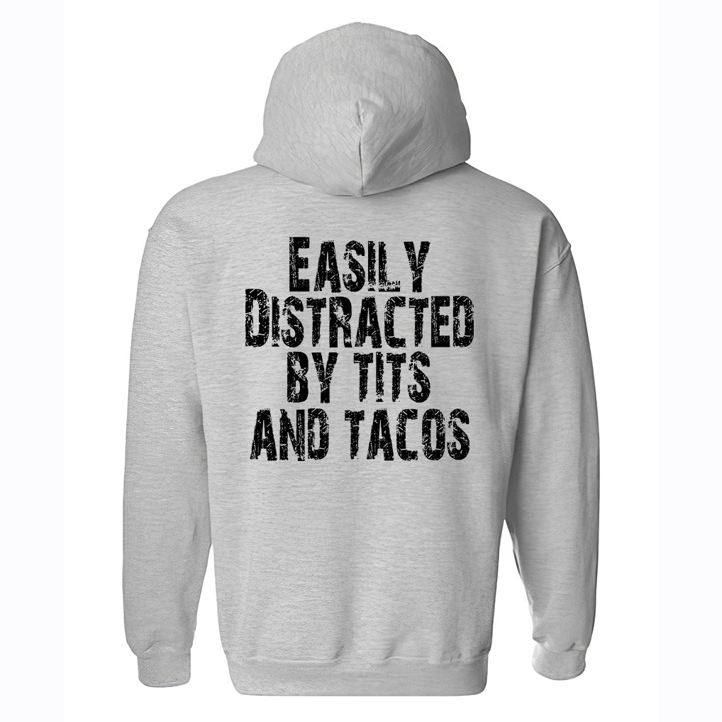 Easily Distracted By Tits And Tacos Print Men's Hoodie