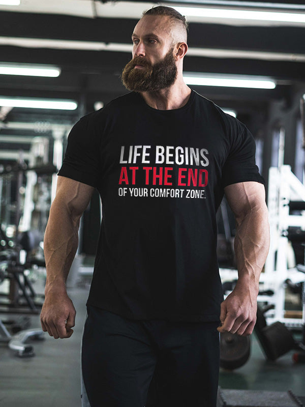 Life Begins At The End Of Your Comfort Zone Printed Men's T-shirt