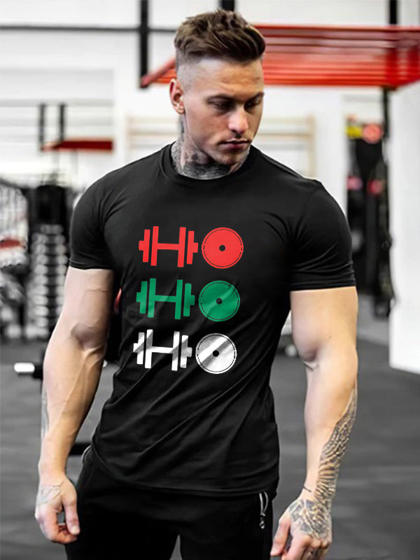 Ho Ho Ho! Dumbbell Printed Men's T-shirt