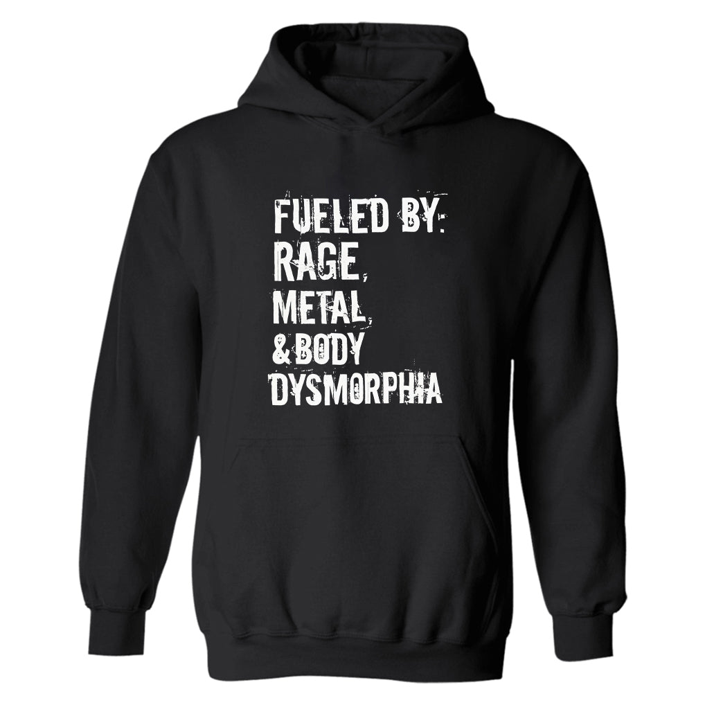 Fueled By: Rage Metal & Body Dysmorphia Printed Men's Hoodie