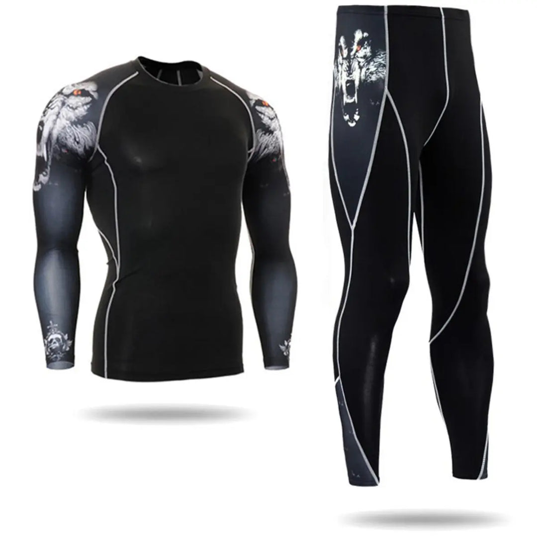 Wolf Sports Long Sleeve Printed Men's Fitness Suit