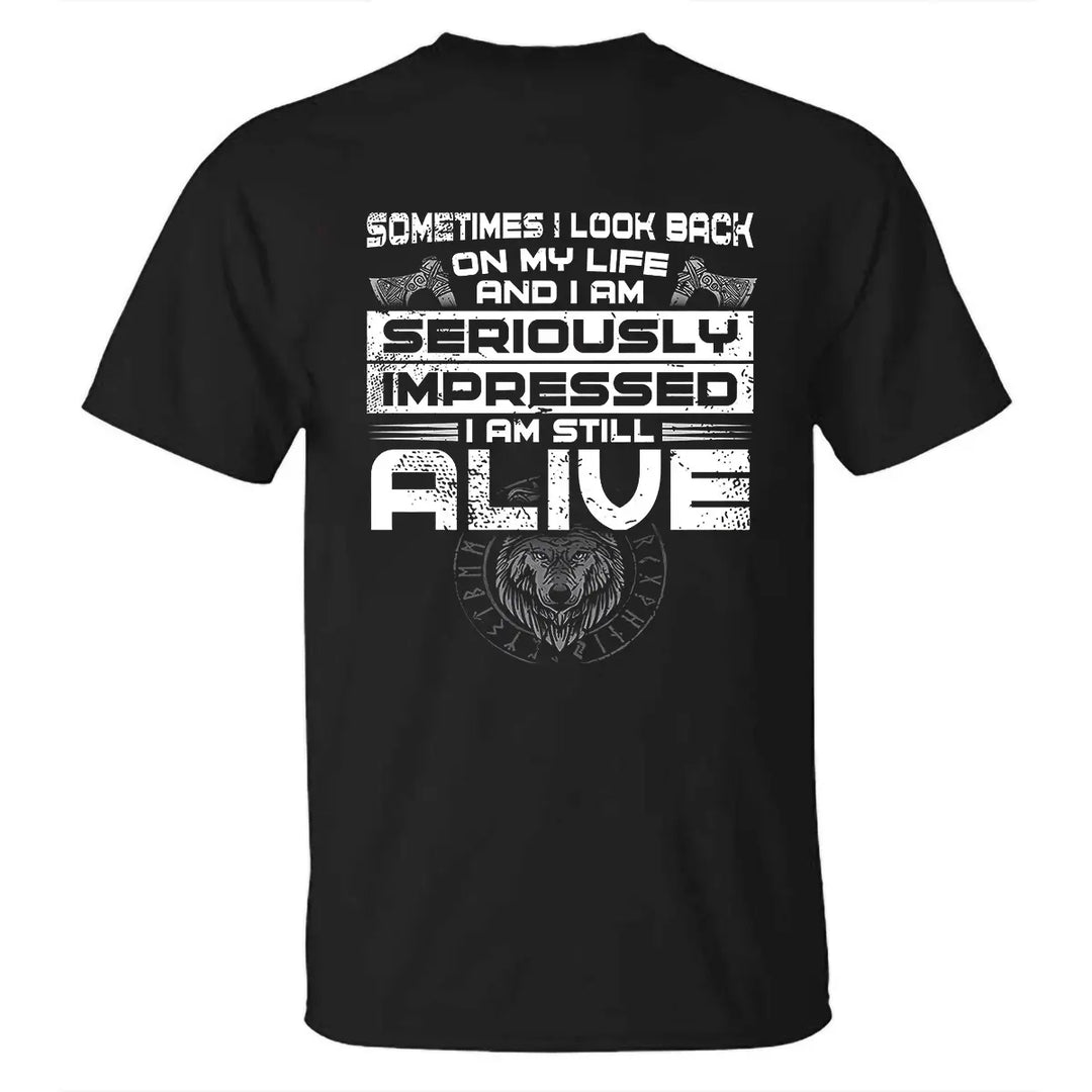 Viking Sometimes I Look Back On My Life Printed Men's T-shirt