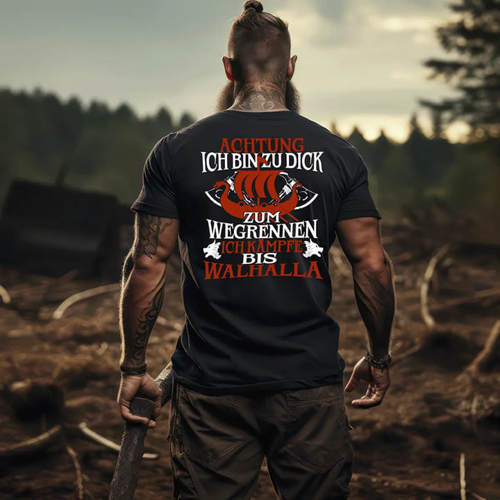 Viking Achtung Ich Bin Zu Dick Printed Men's T-shirt