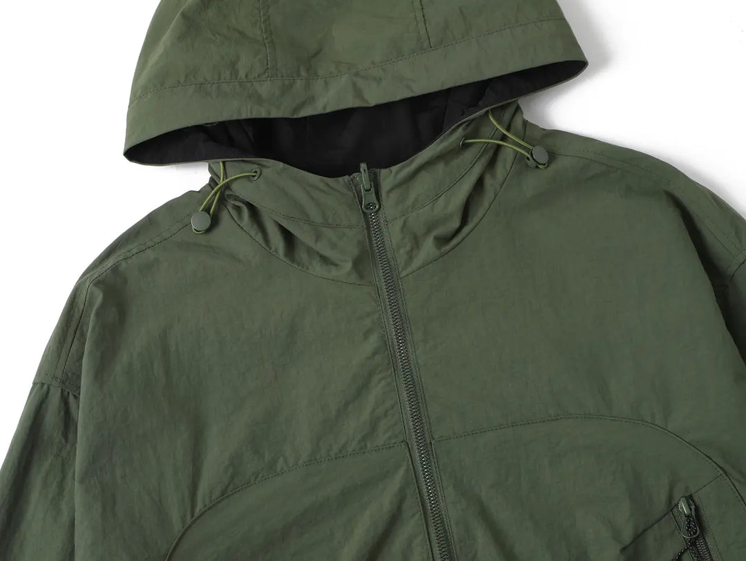 Outdoor Zipper Men's Hooded Reversible Jacket