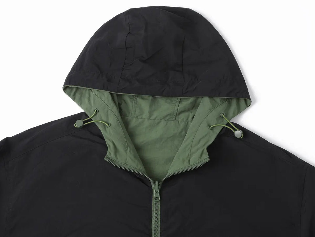 Outdoor Zipper Men's Hooded Reversible Jacket