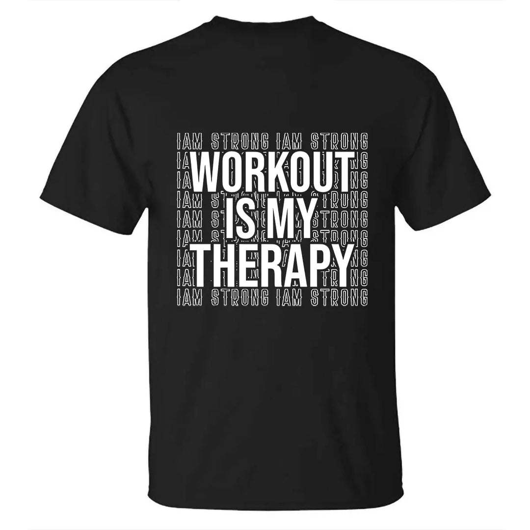 Workout Is My Therapy  Printed Casual Men's T-shirt