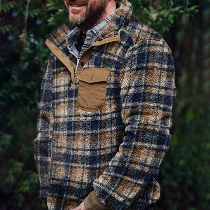 Winter Warm Check Pocket Flannel Men's Jacket