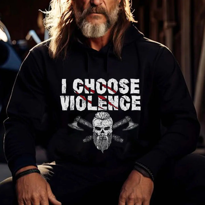 Viking I Choose Violence Printed Men's Hoodie