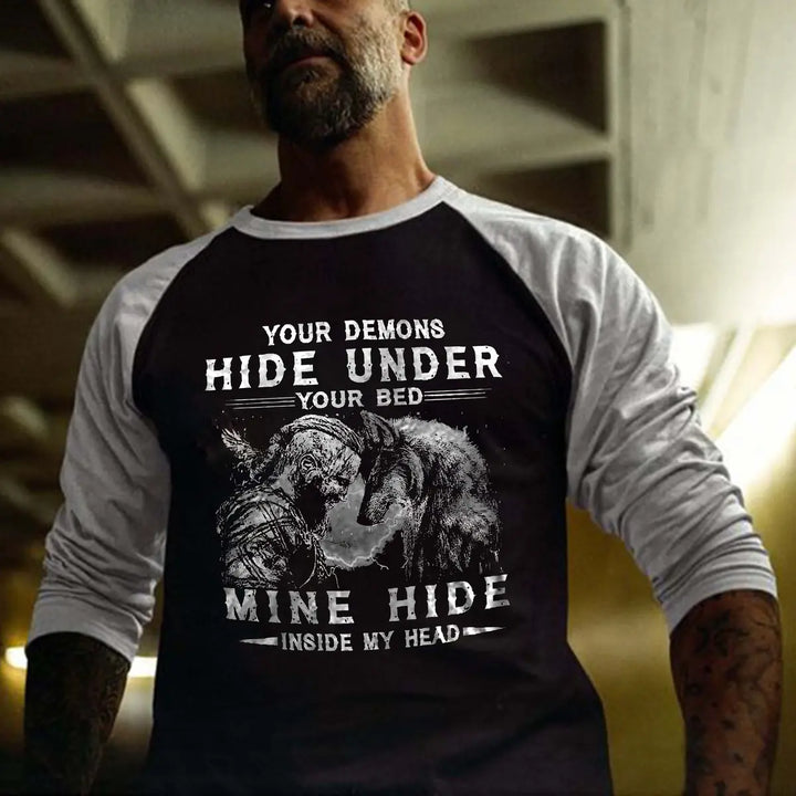 Your Demons Hide Under Your Bed Printed Long Sleeve T-shirt