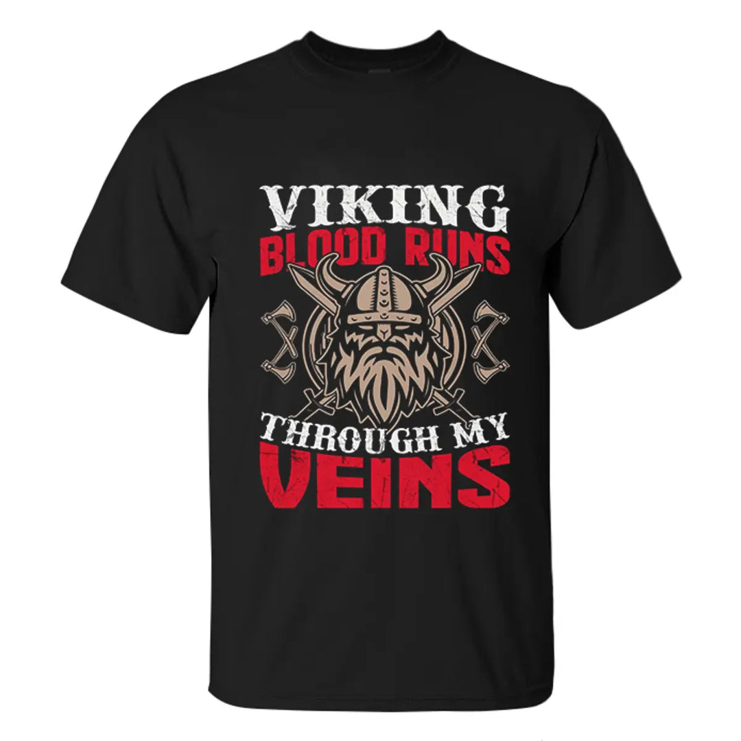 Viking Blood Runs Through My Veins Printed Men's T-shirt