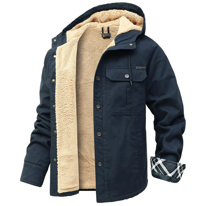 Men's Drawstring Hooded Fleece Jacket