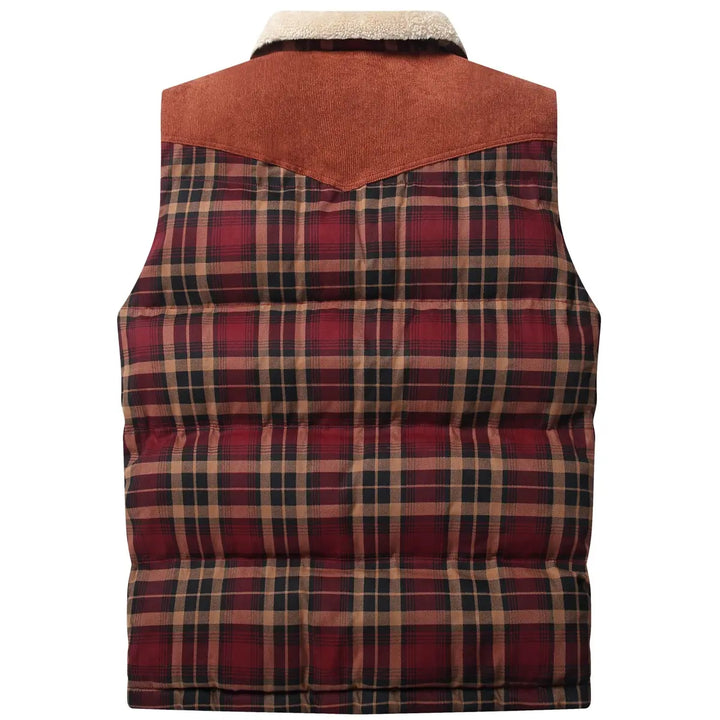 Men's Plaid Patchwork Corduroy Wanderer Vest