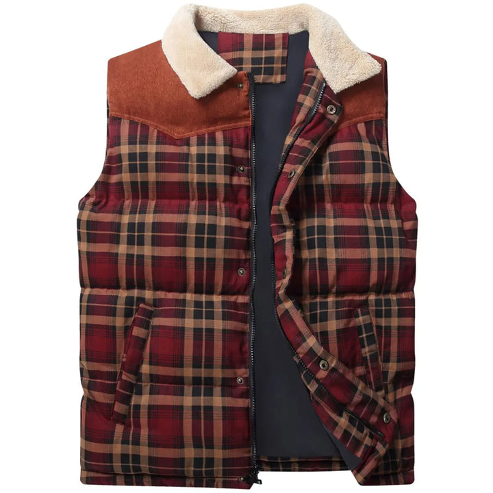 Men's Plaid Patchwork Corduroy Wanderer Vest