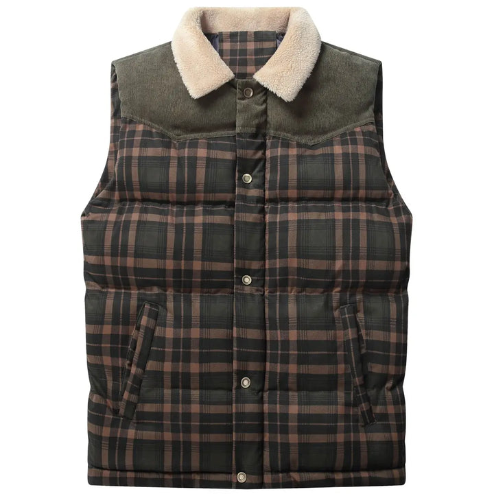 Men's Plaid Patchwork Corduroy Wanderer Vest