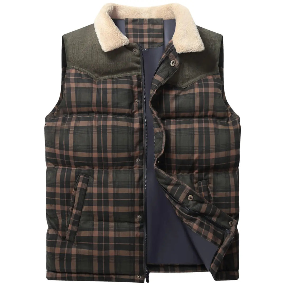 Men's Plaid Patchwork Corduroy Wanderer Vest