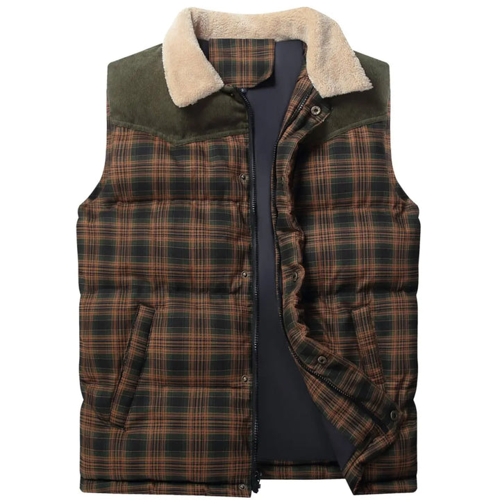 Men's Plaid Patchwork Corduroy Wanderer Vest