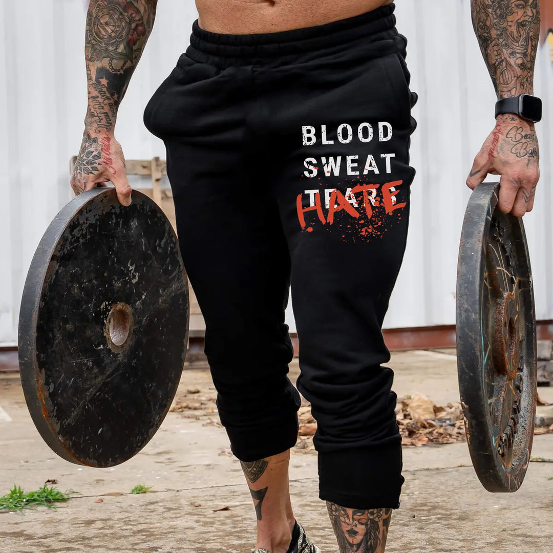 Blood Sweat Hate Print Men's Sweatpants