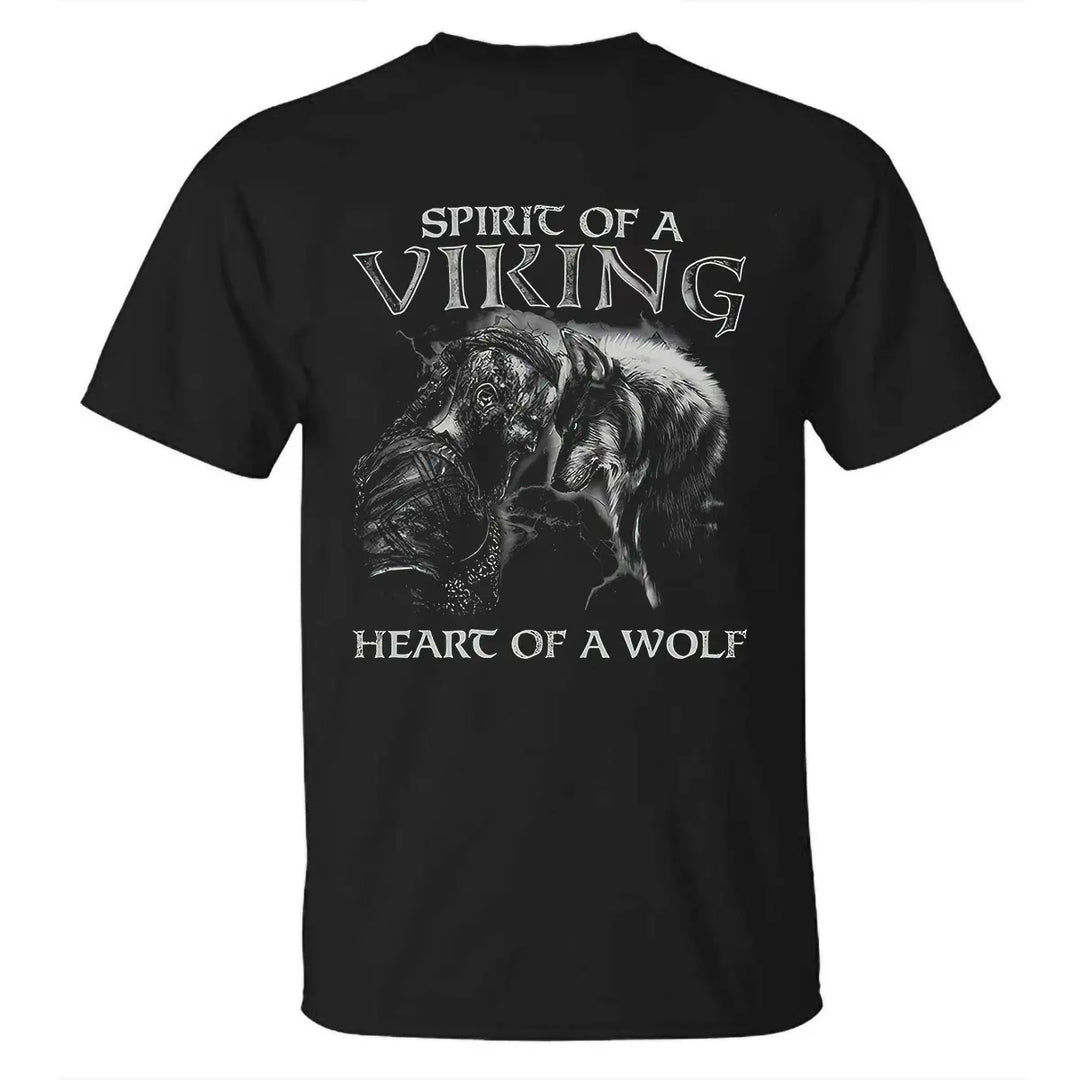 Viking Heart Of A Wolf Printed Men's T-shirt