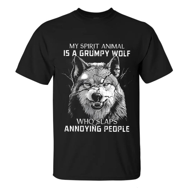 Viking My Spirit Animal Is A Grumpy Wolf Printed Men's T-shirt