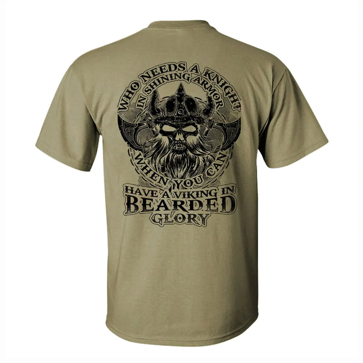 Viking Who Needs A Knight In Shining Armor Printed Men's T-shirt Image - 7