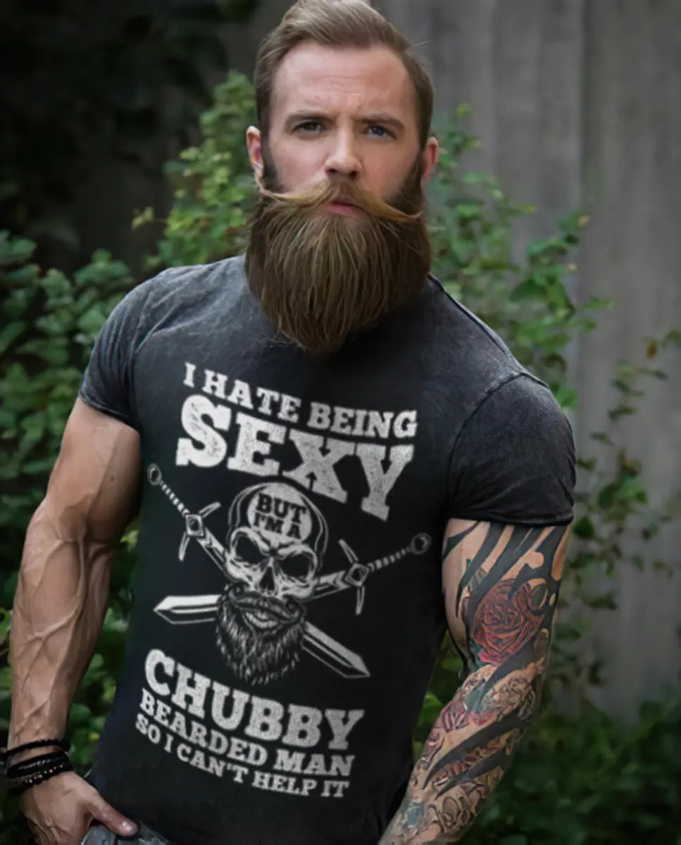 Viking I Hate Being Sexy  But I‘m A Chubby Bearded Man Printed Men's T-shirt