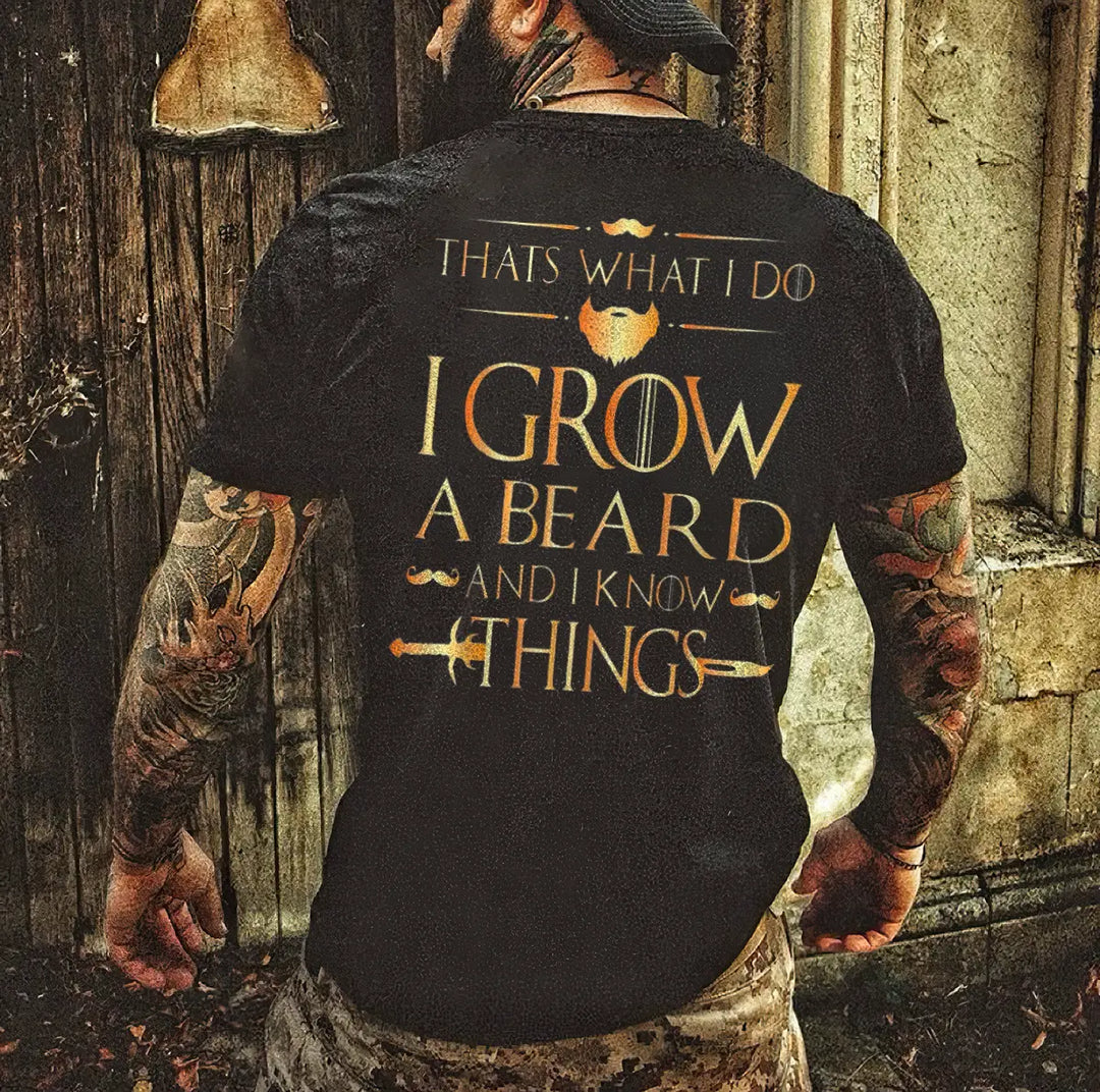 Viking Thats What I Do I Grow A Beard And I Know Things Printed Men's T-shirt