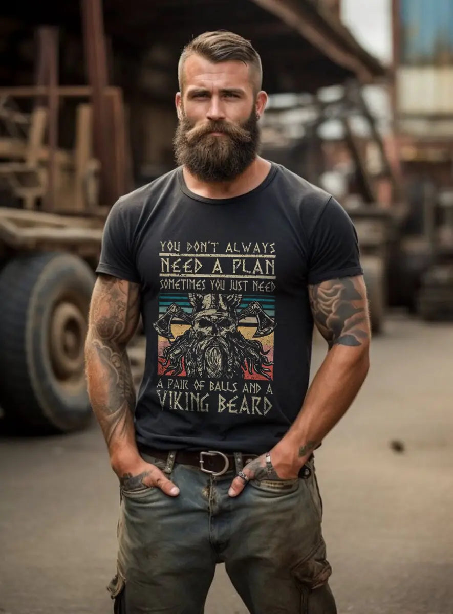 Viking You Don't Always Need A Plan  Printed Men's T-shirt