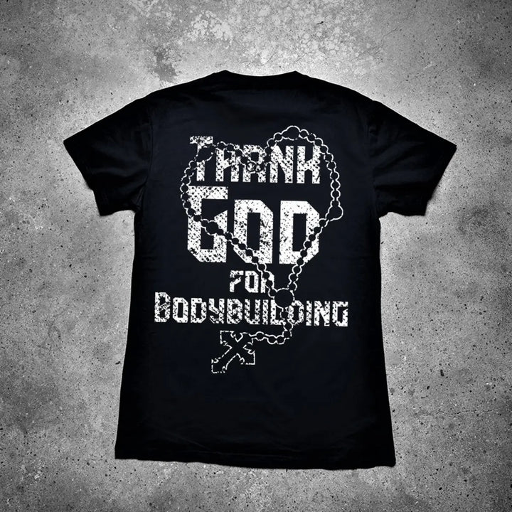 Thank God For Bodybuilding Printed Men's T-shirt Image - 4