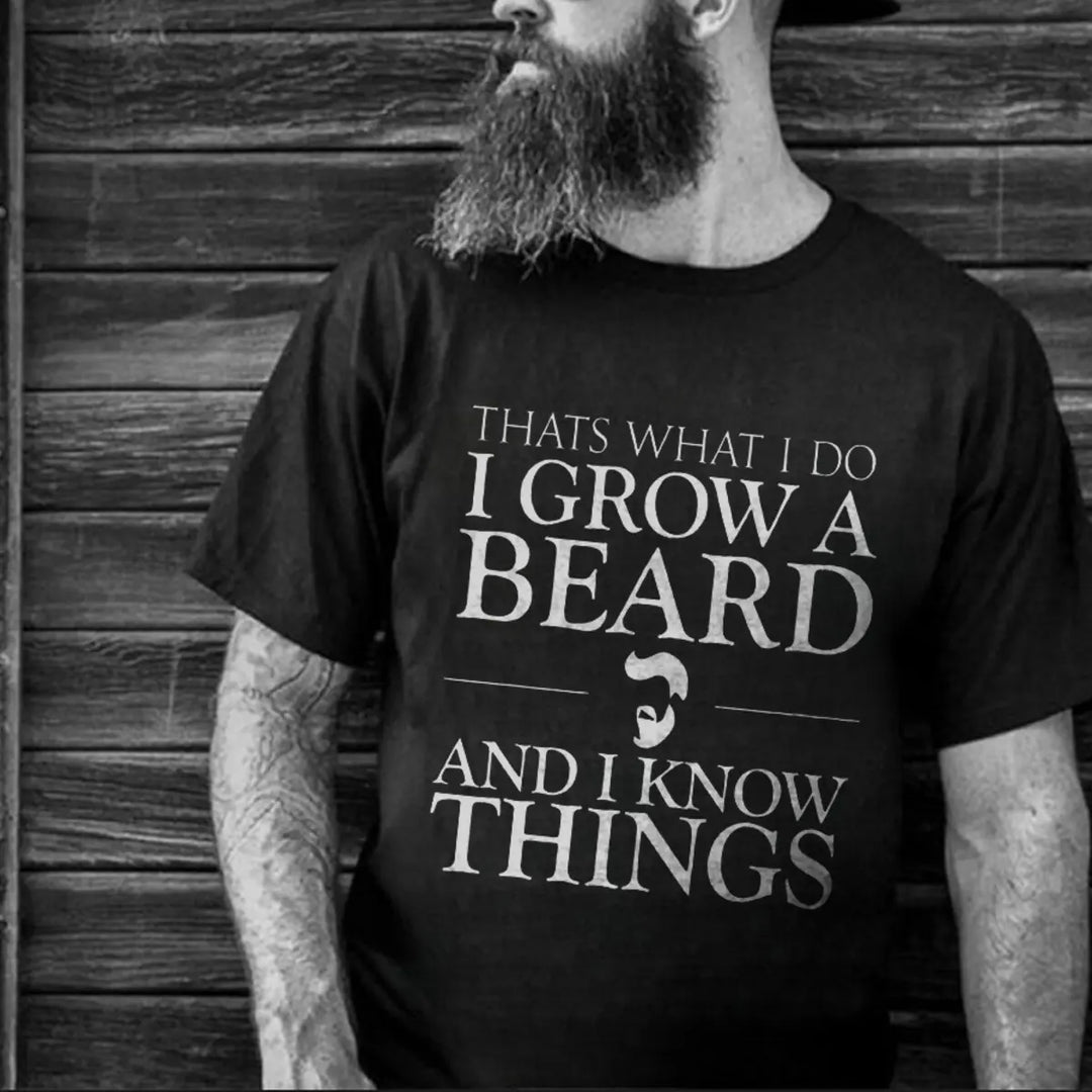 Viking I Grow A Beard And I Know Things Printed Men's T-shirt Image - 1