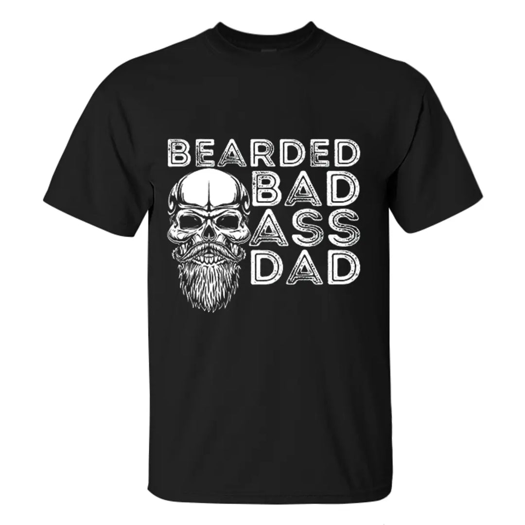 Viking Bearded Bad Ass Dad Printed Men's T-shirt