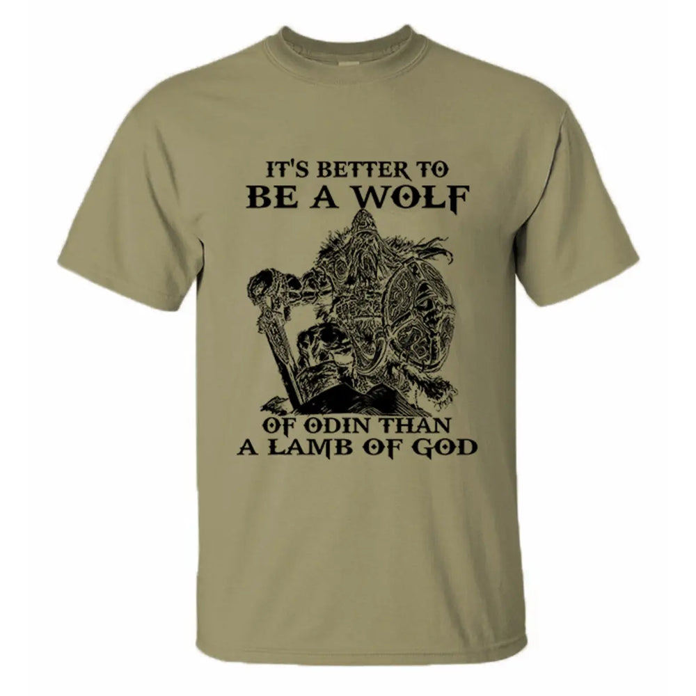 Viking It's Better To Be A Wolf Printed Men's T-shirt Image - 3