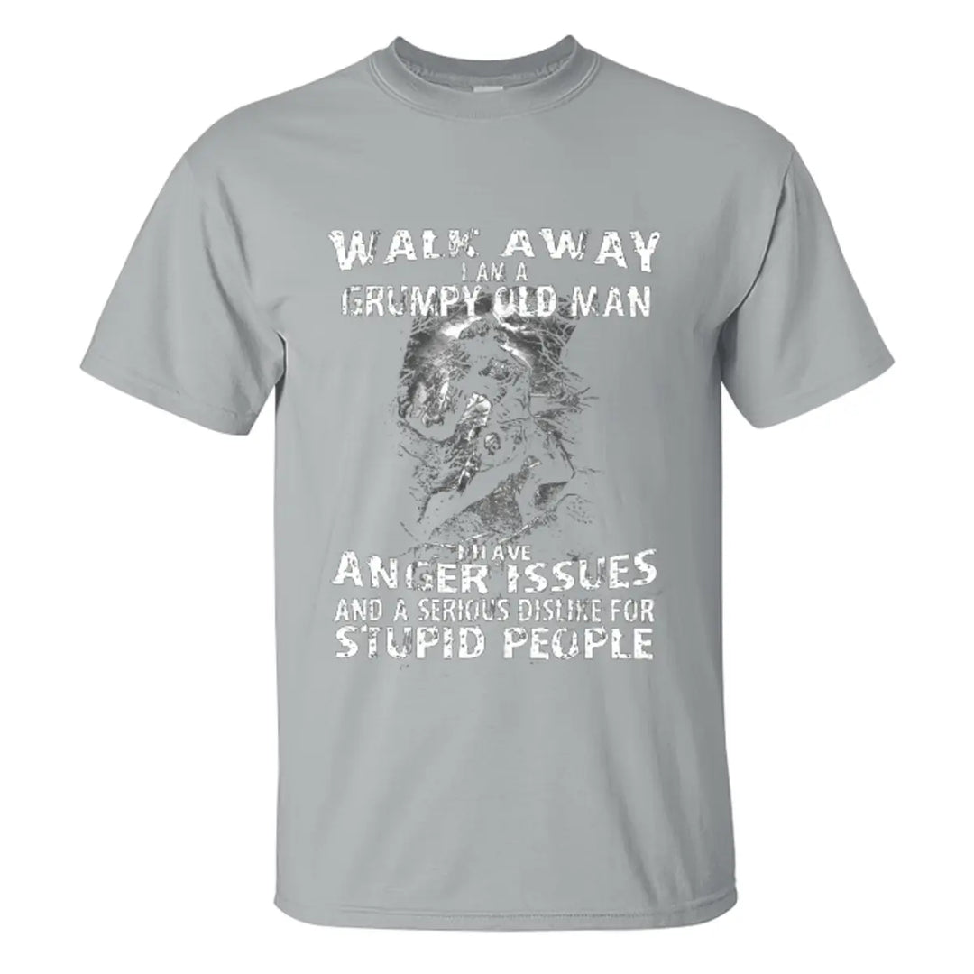 Vikings Walk Away I Am A Grumpy Old Man Printed Men's T-shirt Image - 5