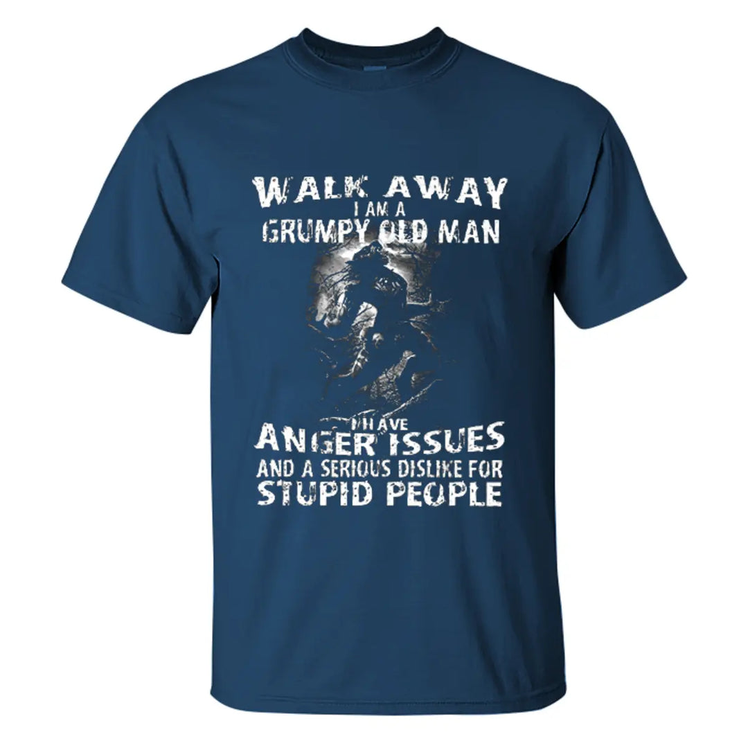 Vikings Walk Away I Am A Grumpy Old Man Printed Men's T-shirt Image - 9