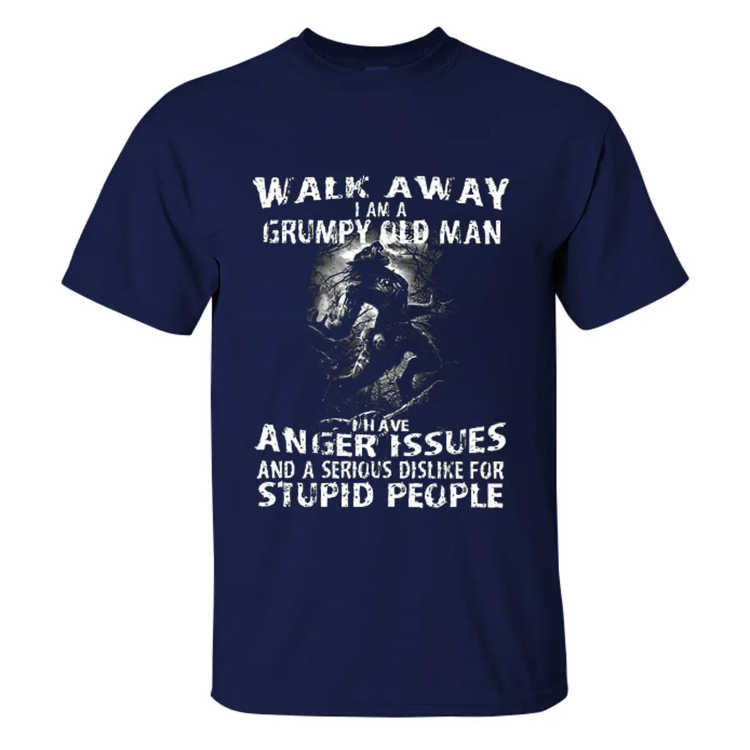 Vikings Walk Away I Am A Grumpy Old Man Printed Men's T-shirt Image - 6