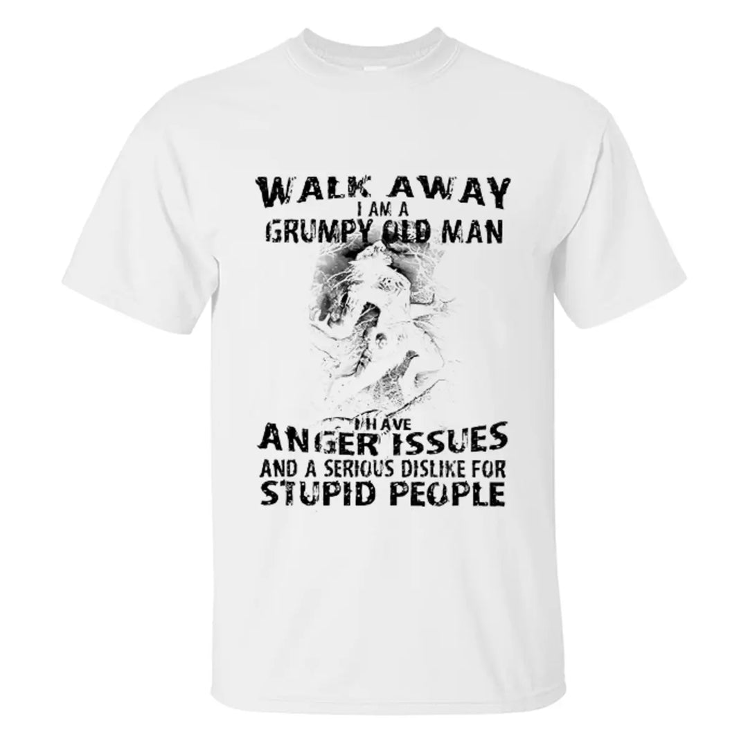 Vikings Walk Away I Am A Grumpy Old Man Printed Men's T-shirt Image - 4