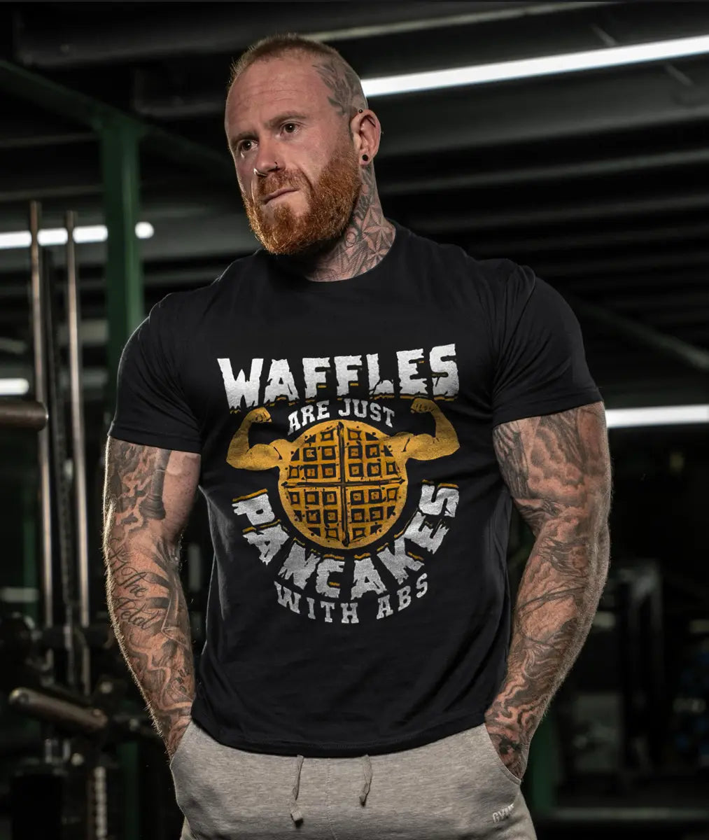 Waffles Are Just Pancakes With Abs Printed Men's T-shirt