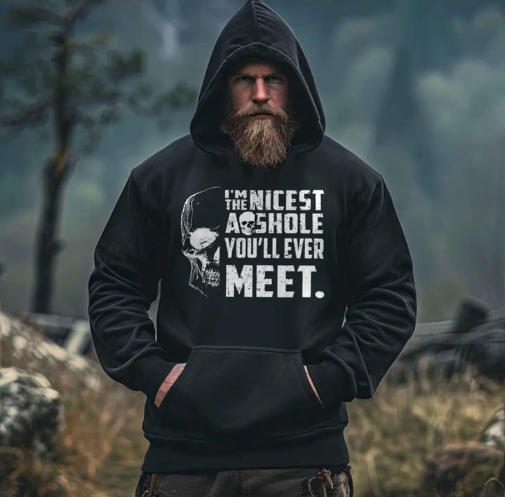 Viking I'm The Nicest Asshole You'll Ever Meet Printed Men's Hoodie