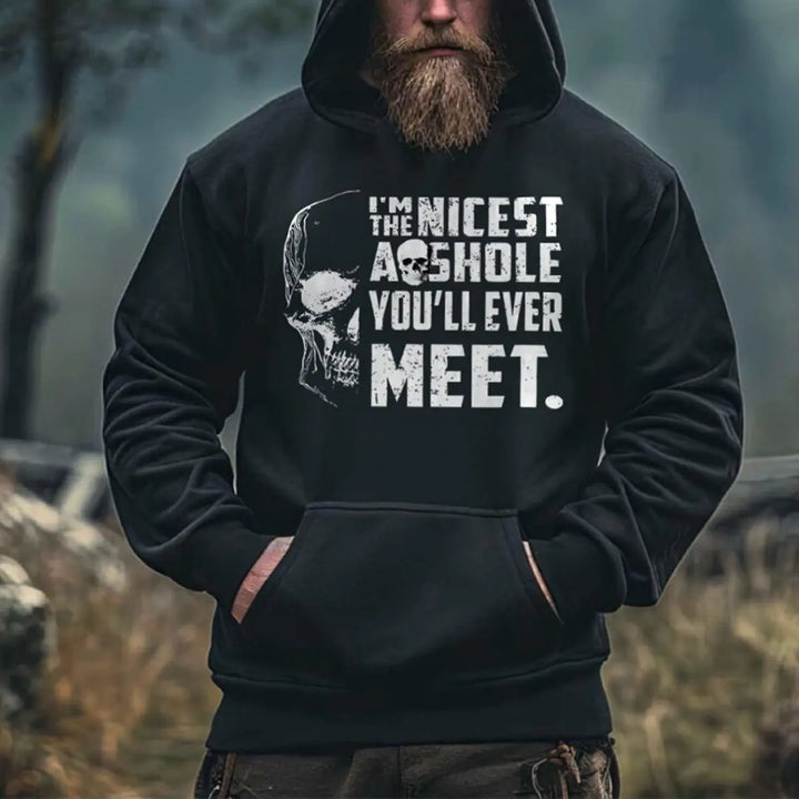 Viking I'm The Nicest Asshole You'll Ever Meet Printed Men's Hoodie