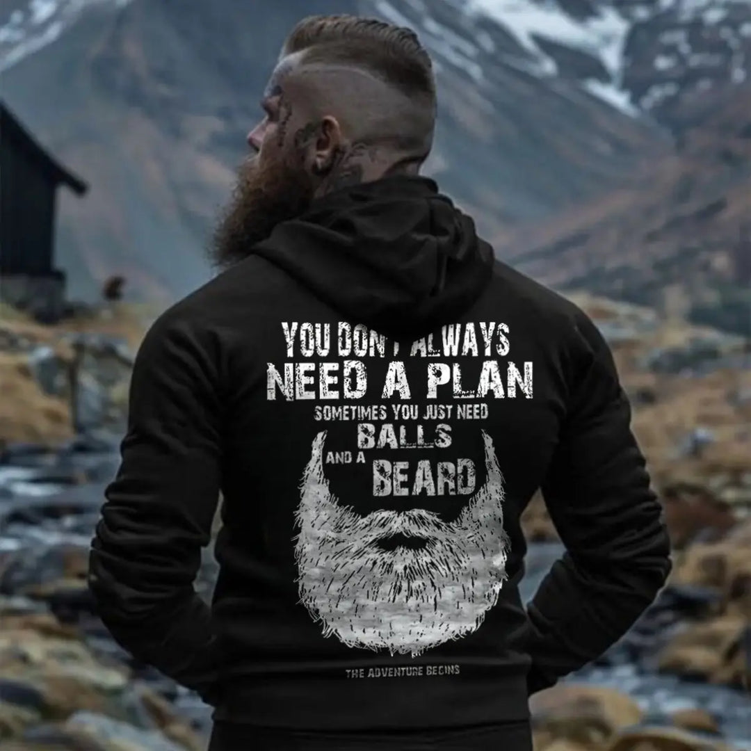 Viking You Don't Always Need A Plan Printed Men's Hoodie