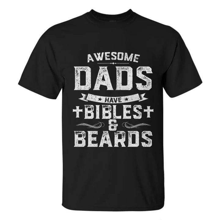 Viking Awesome Dads Have Bibles & Beards Printed Men's T-shirt