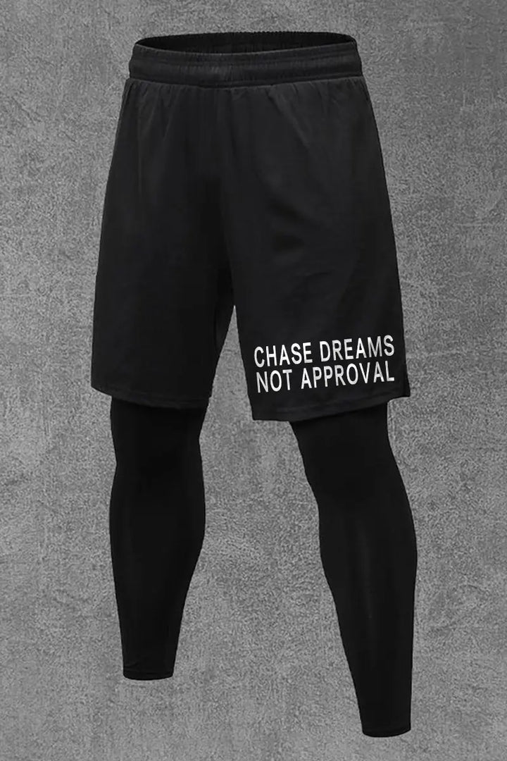 Chase Dreams Not Approval Printed Men's All-In-One Fitness Leggings