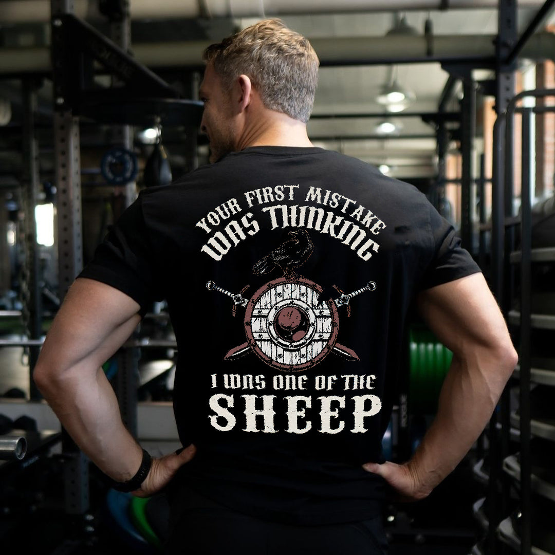 One Of The Sheep Letter Sword Printed Men's T-shirt