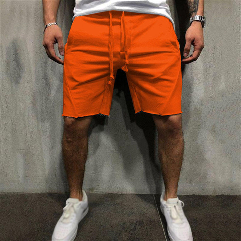 Pure Color Drawstring Running Men'S Shorts