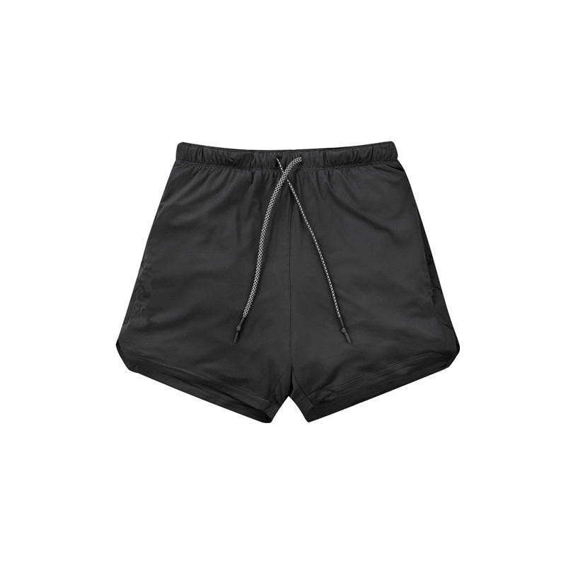 Fitness solid color elastic waistband shorts