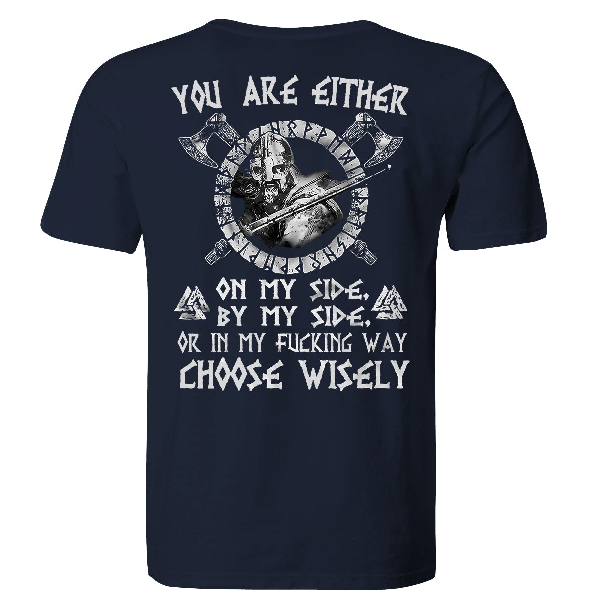YOU ARE EITHER letter print men's casual viking style tees desginer