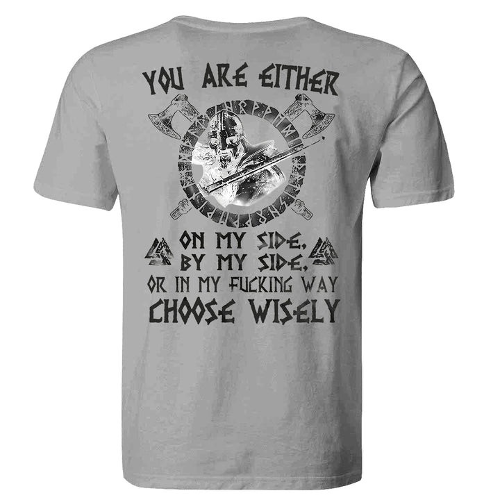 YOU ARE EITHER letter print men's casual viking style tees desginer