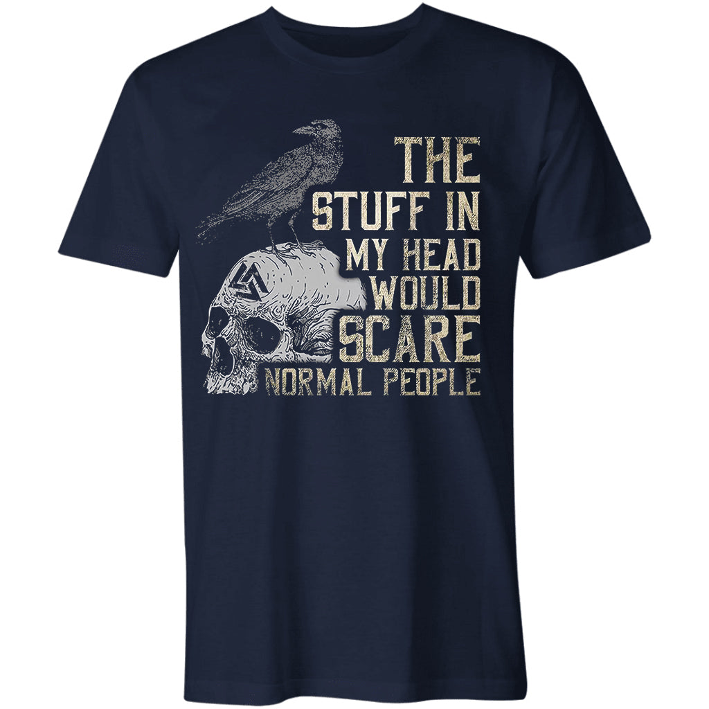 THE STUFF IN MY HEAD letter skull print men's casual tees designer