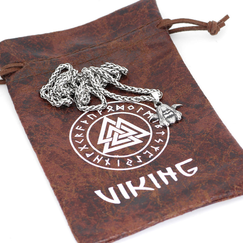 Viking Vintage Odin And Crow Necklace