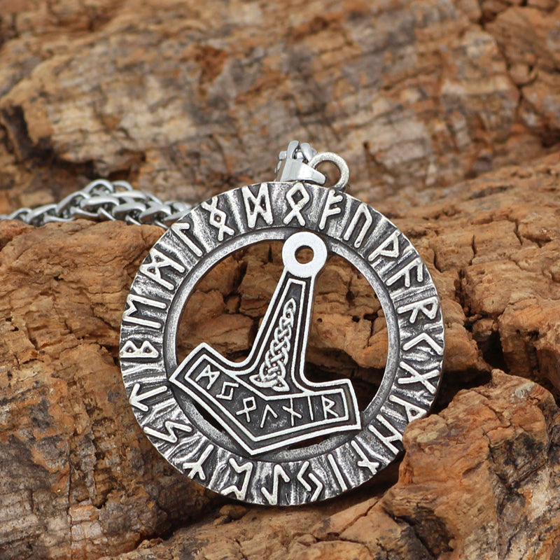Viking Vintage Thor Hammer Rune Necklace