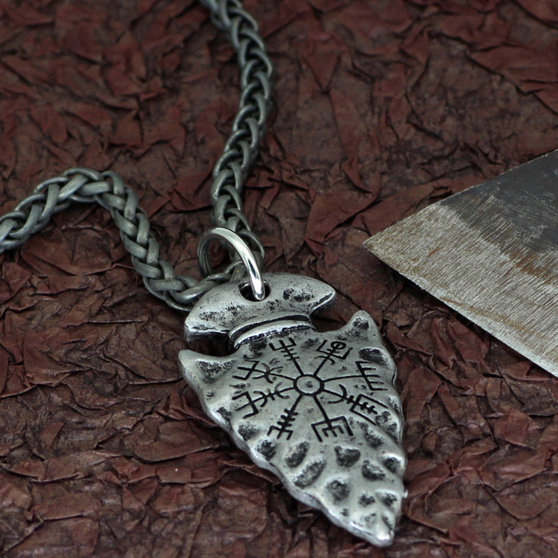Viking Compass Pendant Vintage Rune Men's Necklace
